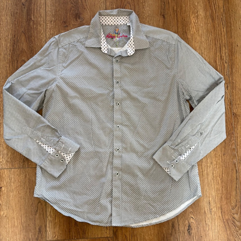 Robert Graham Mens XL Classic Fit Button Down Shirt Geometric Contrast Cuff